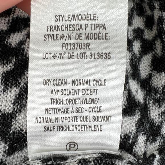 THEORY Black White Print Linen Blend Long Sleeve Blouse Scoop Neck Size S Small - Picture 6 of 7